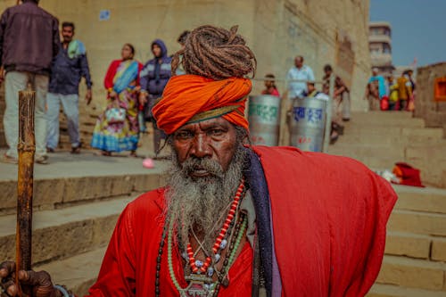 Free Man in Traditional Clothing and with Beard Stock Photo