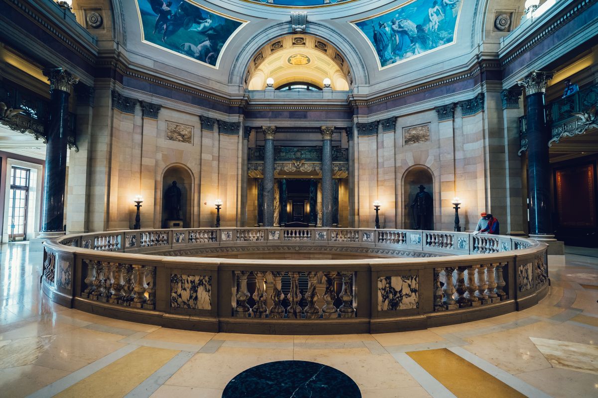 Neoclassical dome hall with columns