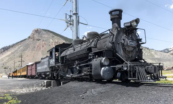 The Durango & Silverton Narrow Gauge steam train in the Animas River Canyon