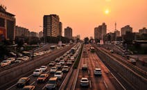 Vehicle in Road at Golden Hour