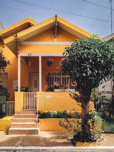 A yellow house.