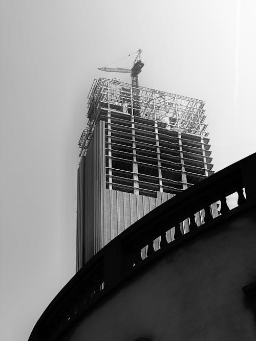 Construction of a Skyscraper in Black and White