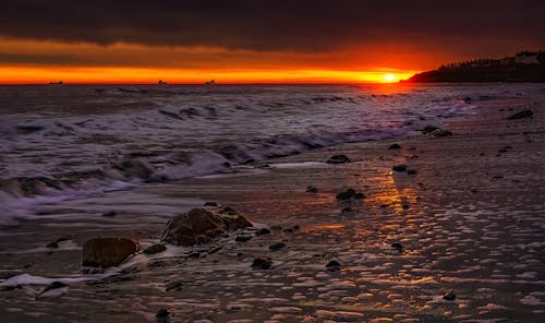 Ingyenes stockfotó hullámok, naplemente, strand témában