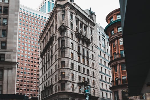 曼哈顿市中心建筑的动态视图展示了城市设计