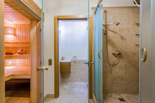 Free Contemporary Sauna and Shower Area Stock Photo