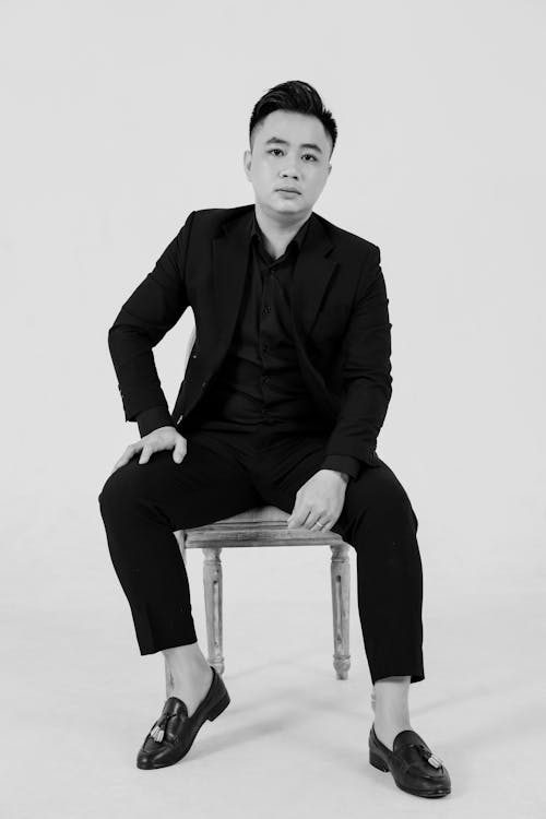 Imagine de stoc gratuită din alb-negru, bărbat asiatic, costum