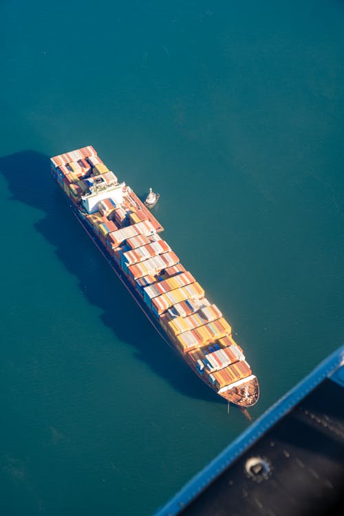 Free Container ship from above Stock Photo