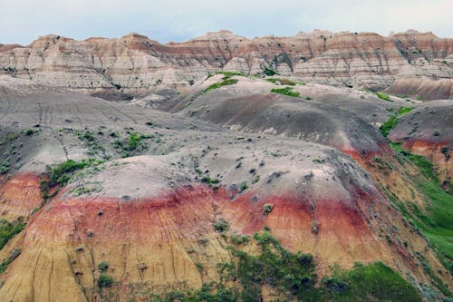 The badlands are covered in colorful rocks