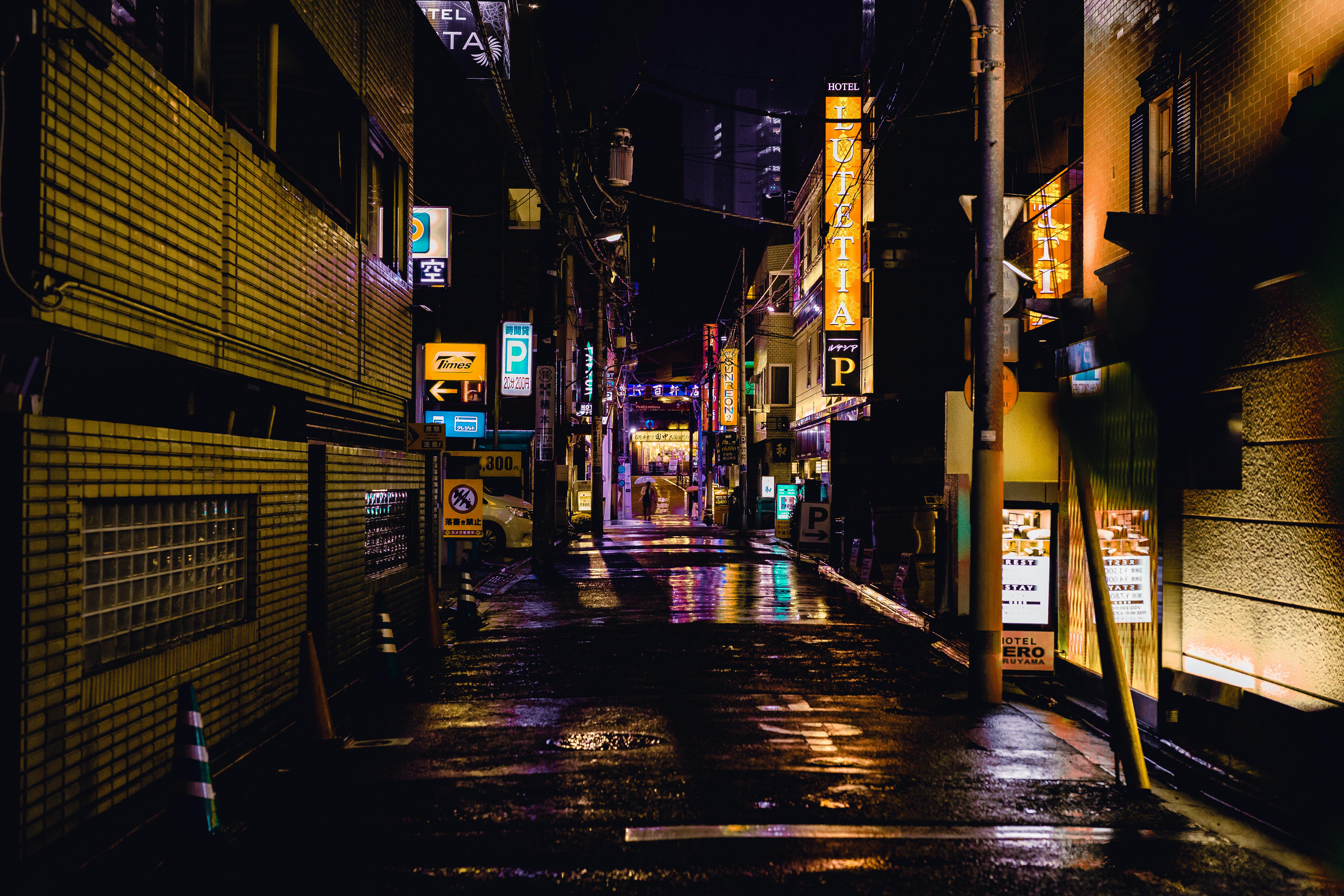 Narrow street alley black japan night HD phone wallpaper  Peakpx
