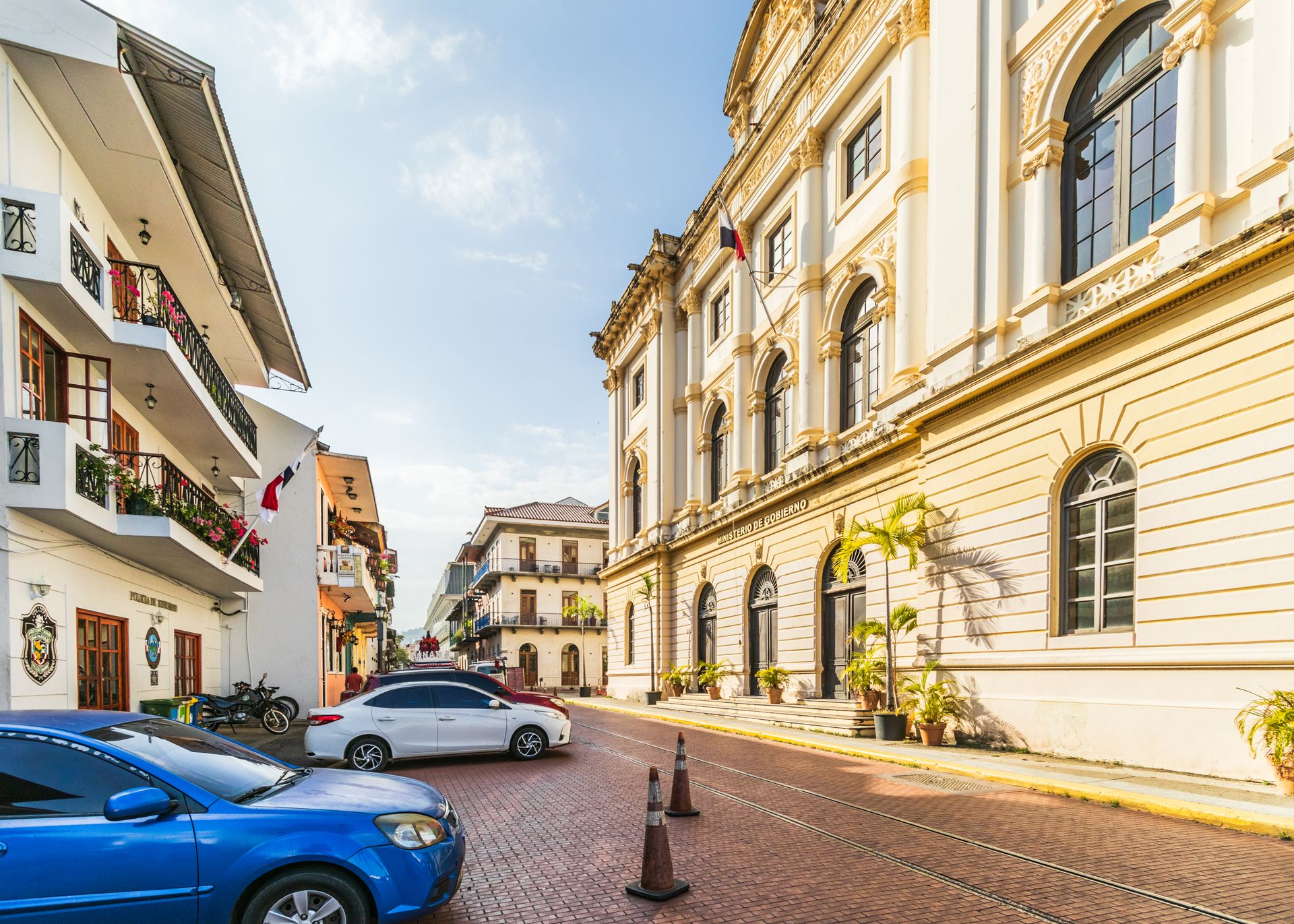 Historic Ministry of Government building in Casco Viejo, alongside the National Theater