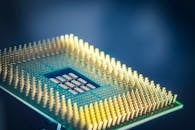 Close-up of a Computer Processor on Dark Background