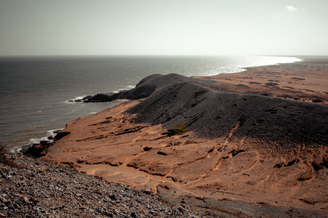 Brown Terrain Near Body of Water