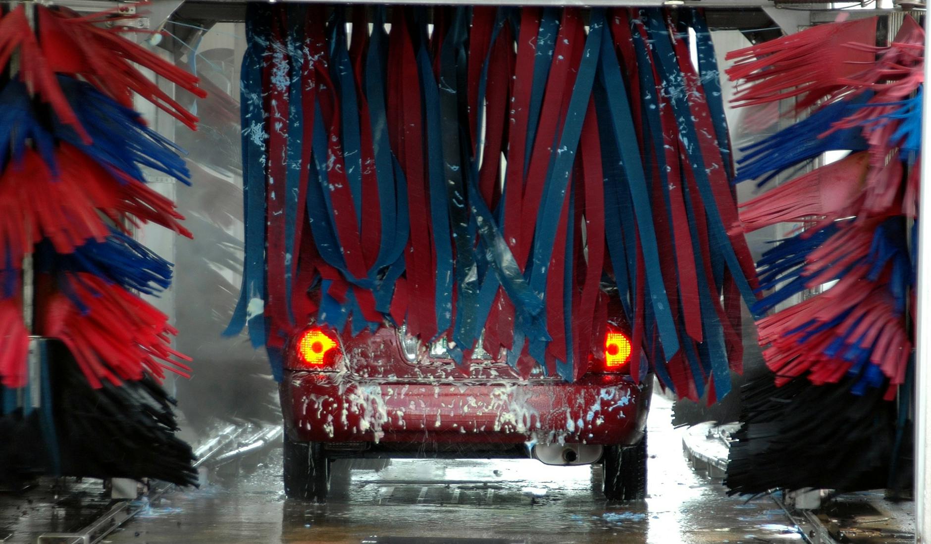 Car going through an automatic car wash