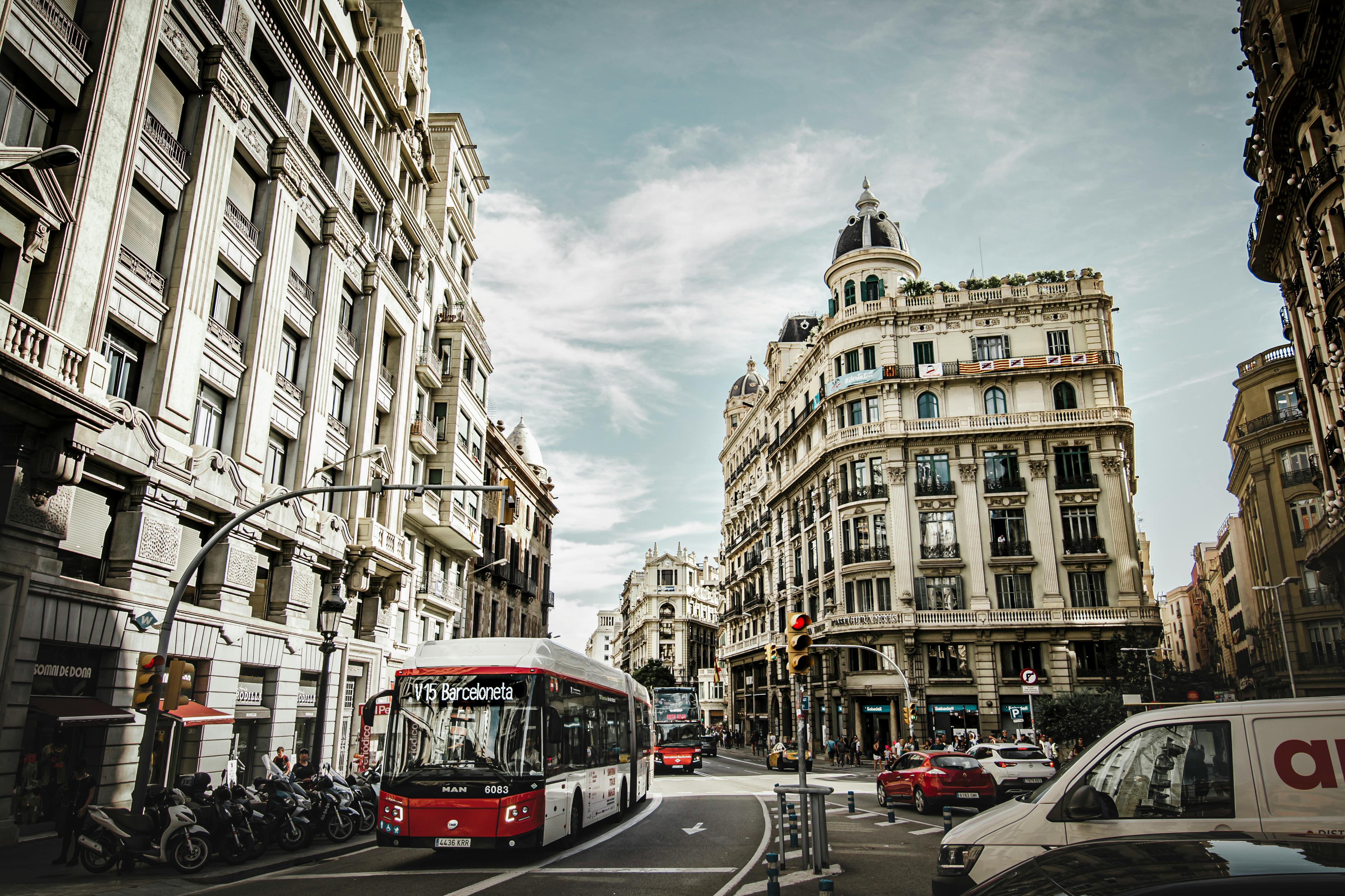 bus on street in barcelona