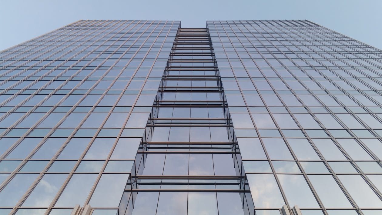 Worm's Eye View of Glass Facade Building