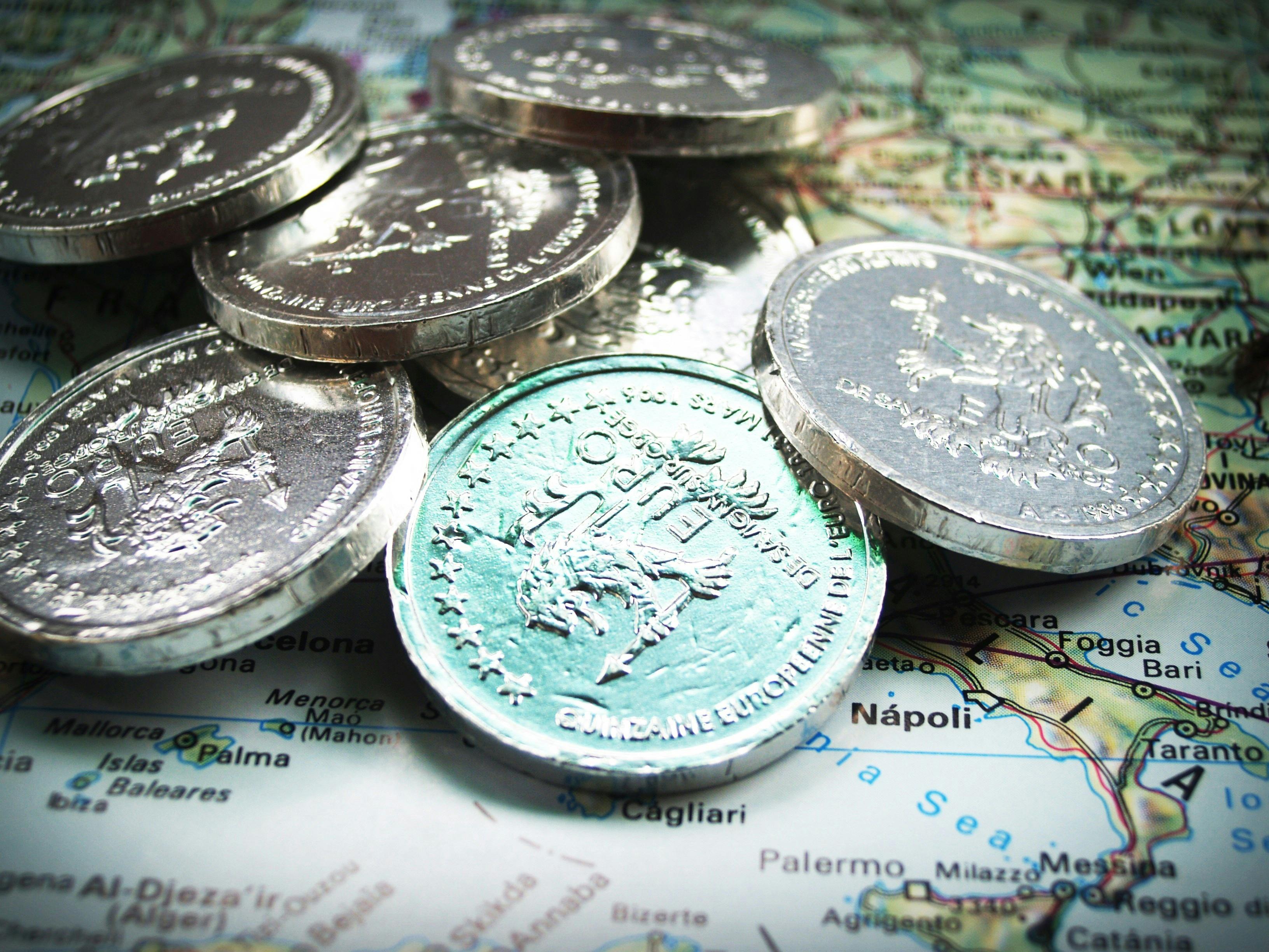 Euro Coins on Map