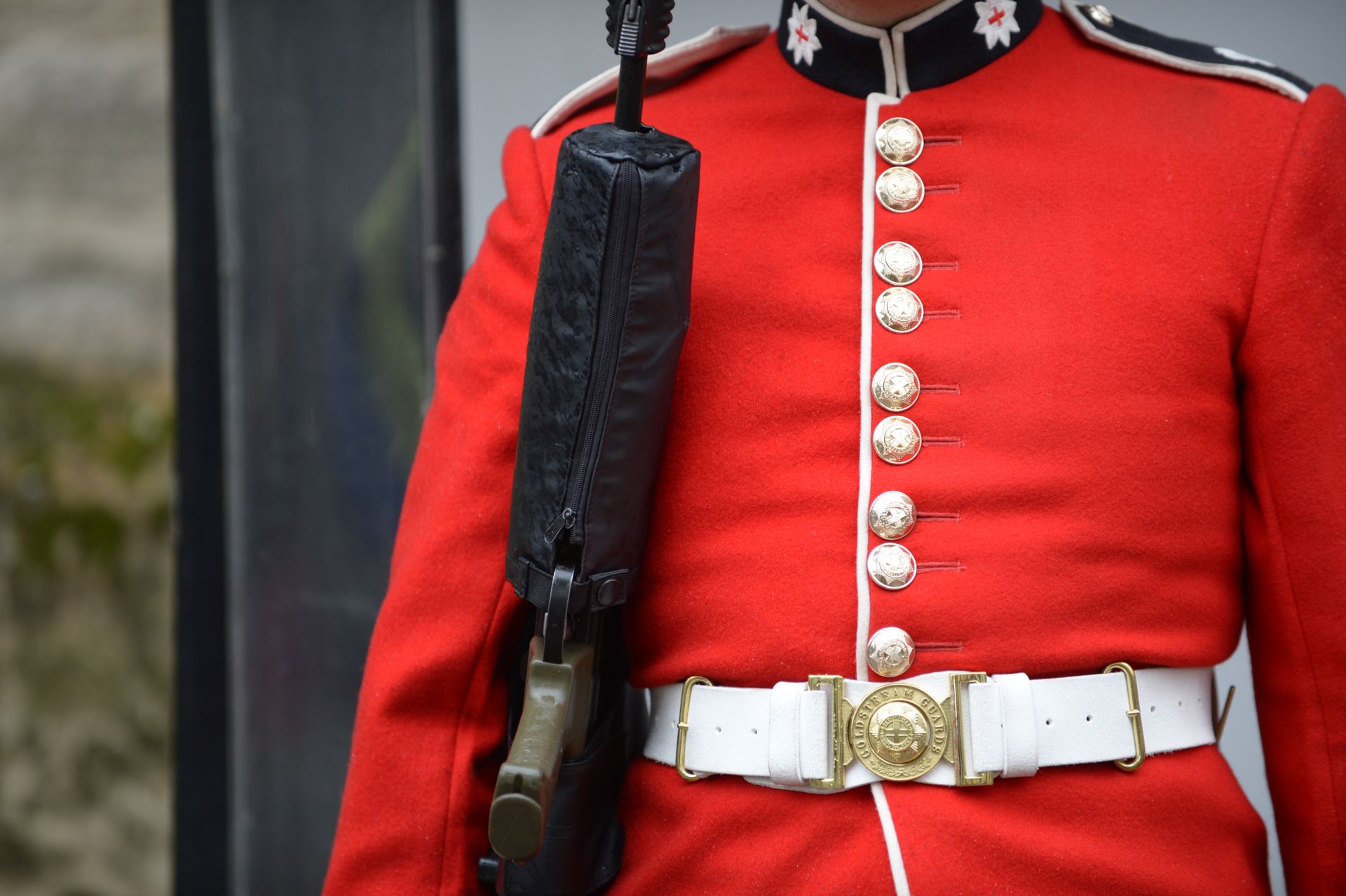 British Army Second leftanana Standing GuraD in Dress Uniform Holding SA80 Riffle