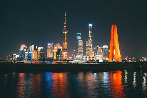 Free Shanghai skyline at night Stock Photo