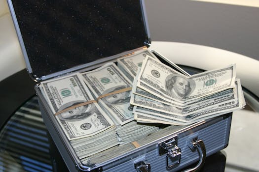 Piles of U.s. Dollar Bills on Silver and White Suitcase