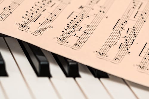 Free Music Sheet on Organ Stock Photo