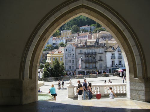 A view of a city from an archway