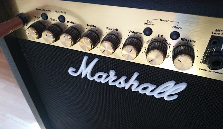 Black And Silver Marshall Guitar Amplifier