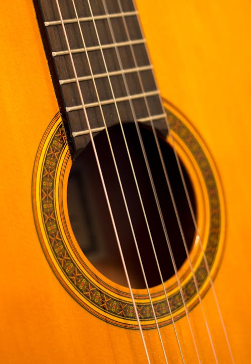 無料 茶色の木製ギター 写真素材