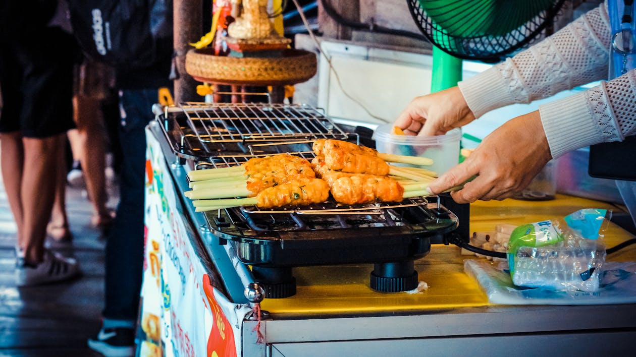 Free Person Grilling Food Stock Photo