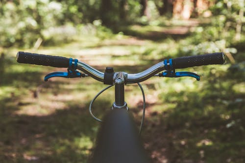 Black and Blue Bicycle Handle Bar