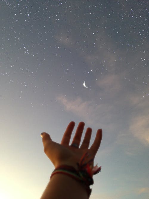 Free Person's Hand Reaching for the Sky  Stock Photo