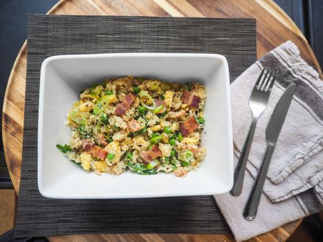 Bacon and Egg Fried Rice with Broccoli