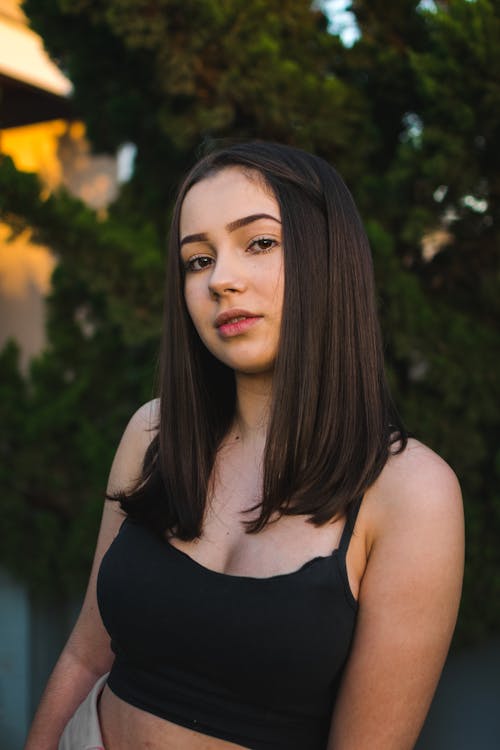 Woman Wearing Black Crop Top