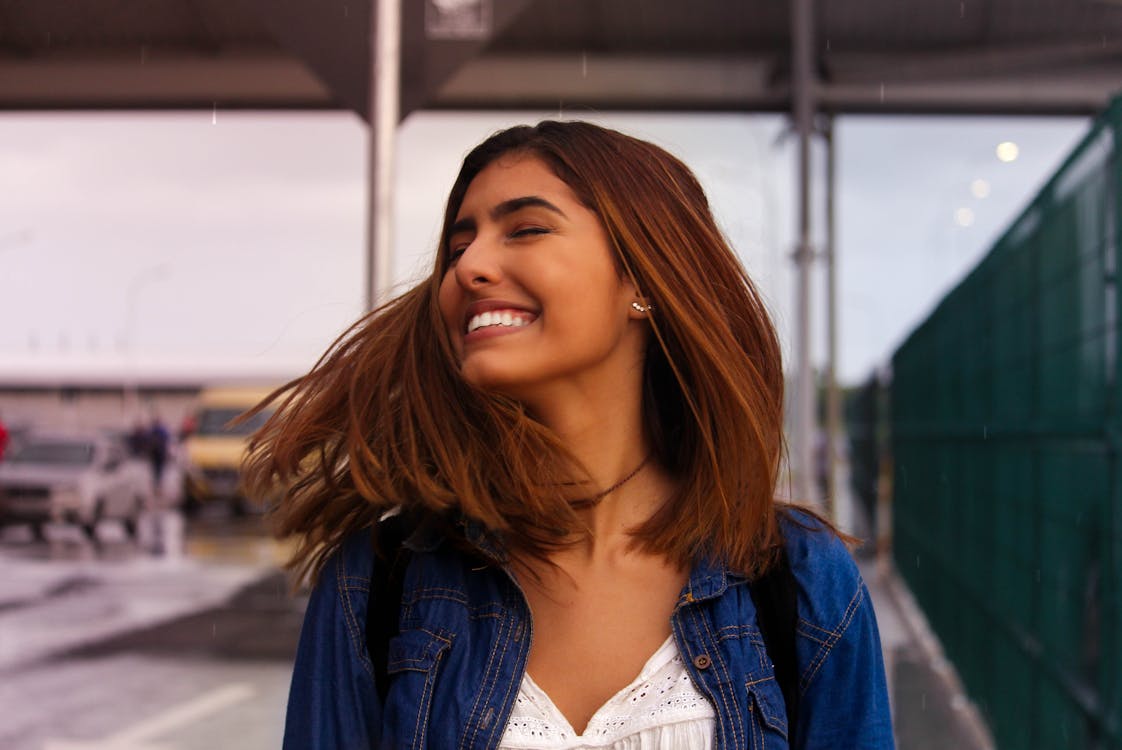 Woman in Blue Denim Jacket