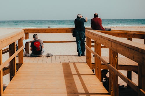 Group of people looking at the sea