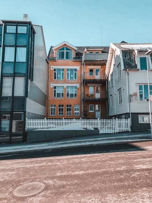 Free Photo of Brown and White Houses Stock Photo