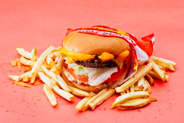 Spicy Fuel Stack cheeseburger with french fries