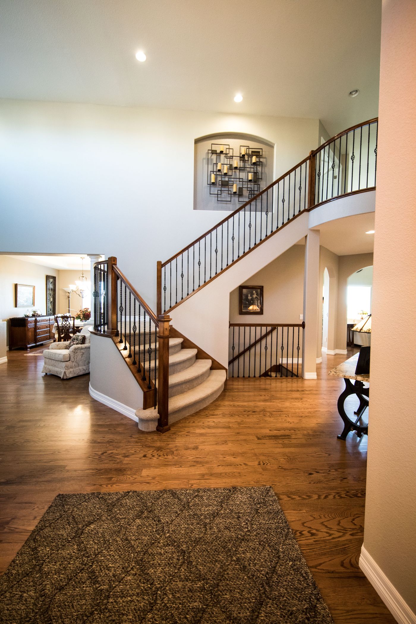 Foyer and staircase inside a house