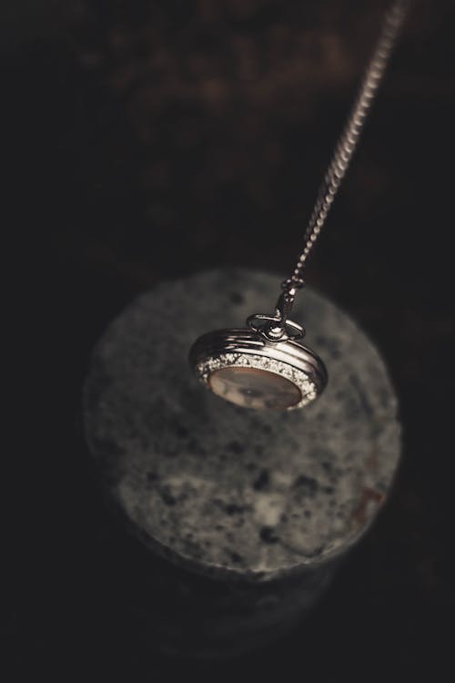 Free Silver-colored Pendant Necklace Stock Photo