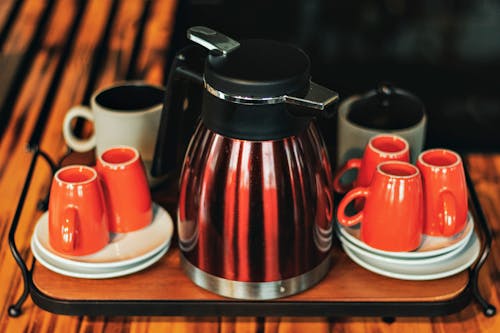 Red and White Coffee Set