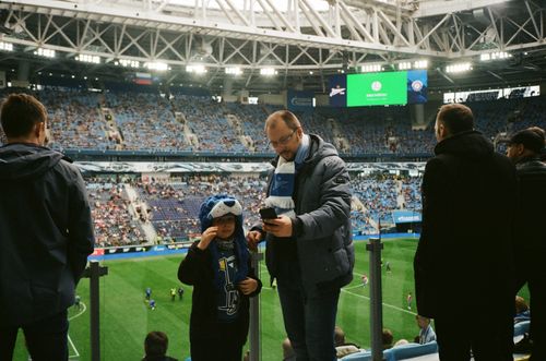 Free Crowd enjoying a football match in Saint Petersburg stadium, Russia. Stock Photo