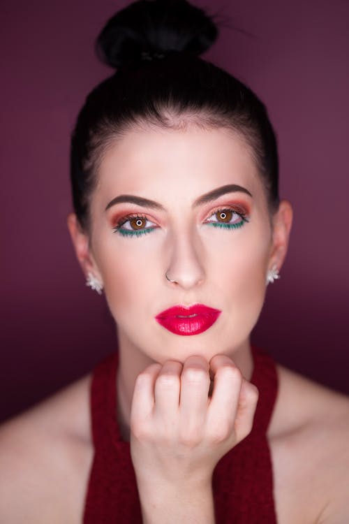 Free Photo of Woman Holding Her Chin Stock Photo