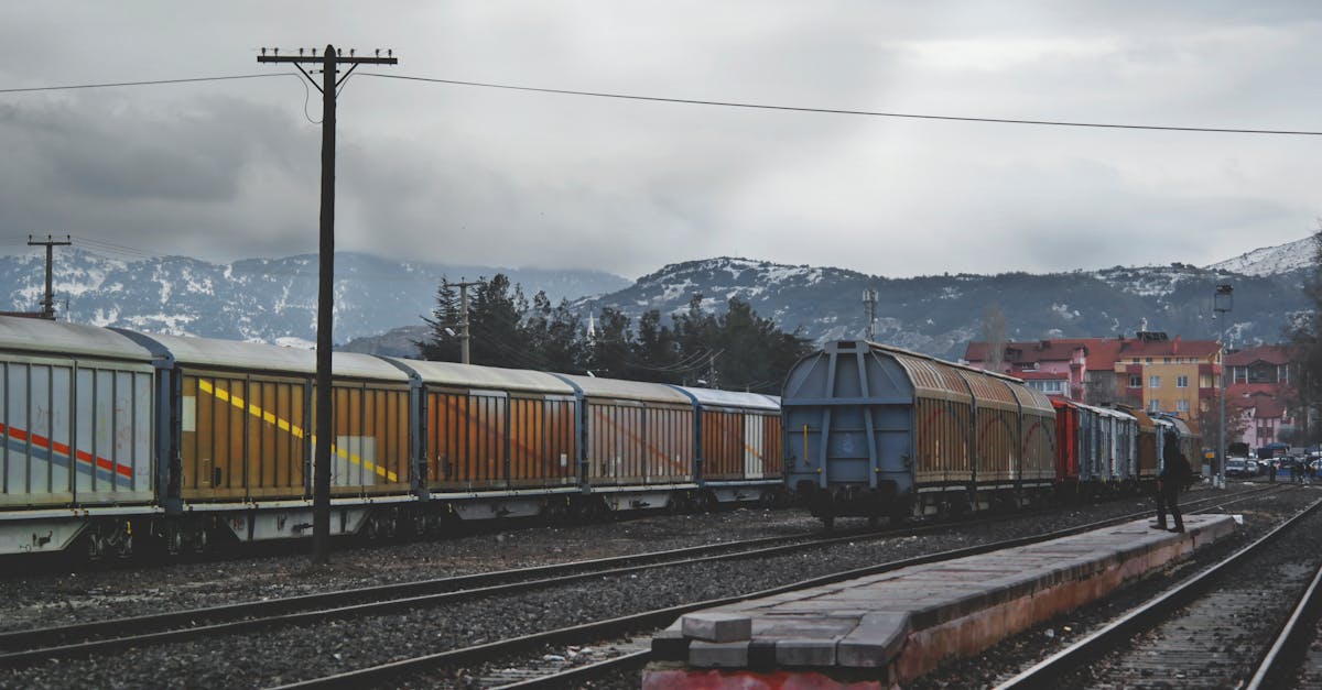 Train Running on Train Track Under Gray Sky at Daytime