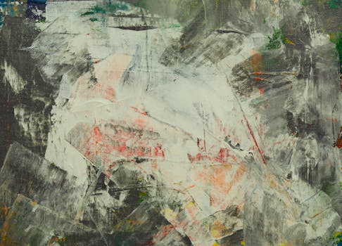 这幅色彩缤纷的抽象画，以大胆的笔触传达出运动与情感