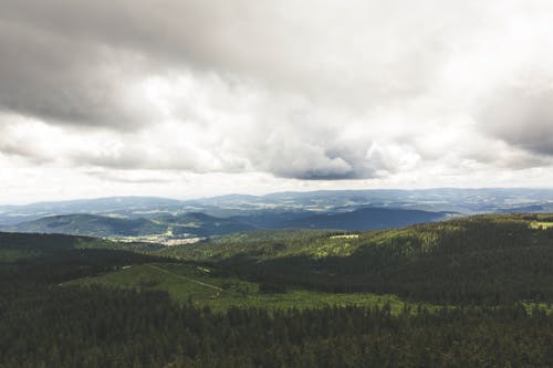 Green Trees and Mountains Under White Clouds