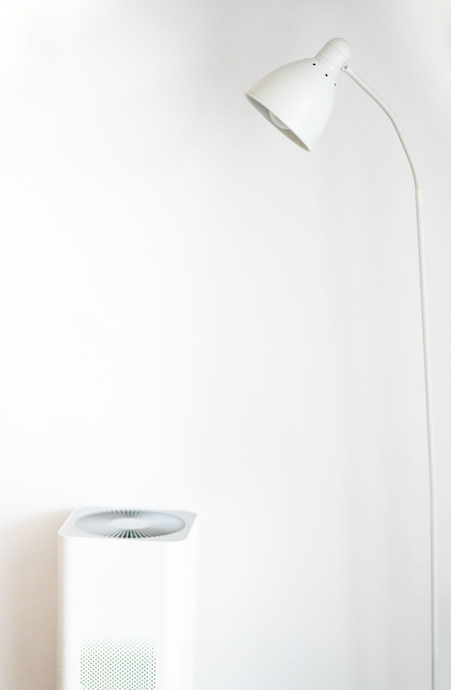 Modern HEPA air purifier in clean home environment