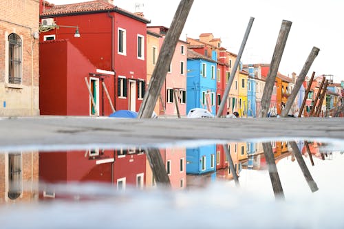 คลังภาพถ่ายฟรี ของ burano, การสะท้อน, มีสีสัน