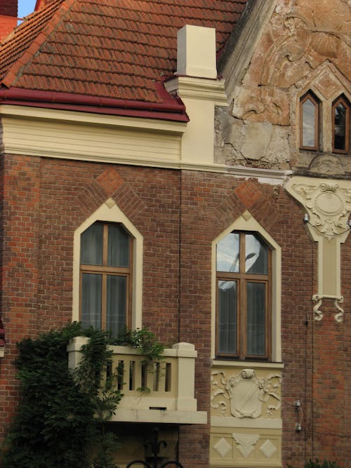Vintage Building Wall with Balcony