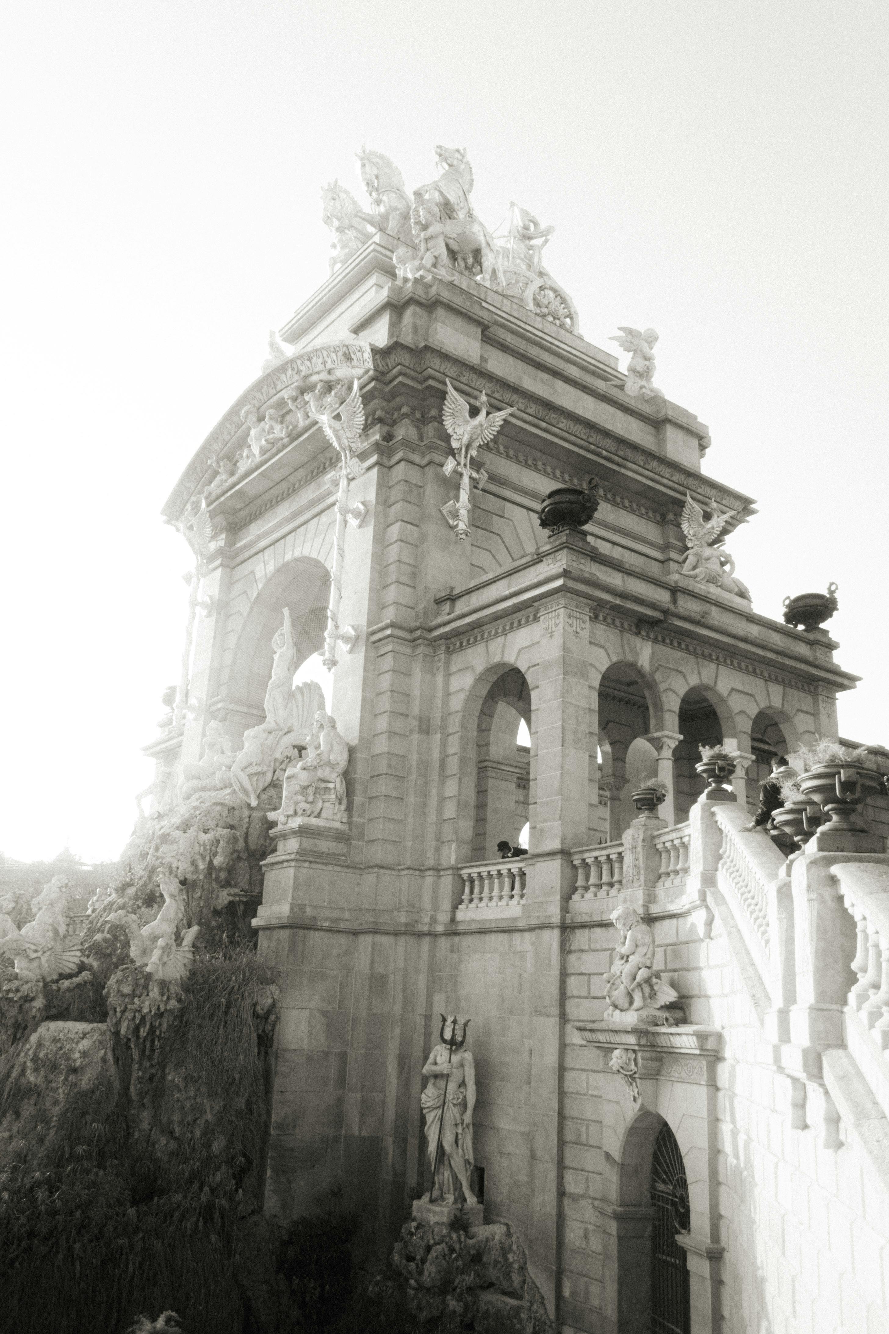 sculptures on wall in ciutadella park in barcelona in spain