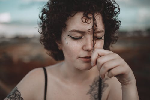 Free Woman Holding Her Hair Stock Photo