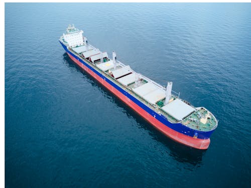 aerial view of bulk carrier vessel 